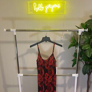 Sexy Slinky Dress With Rose Print - Size Medium